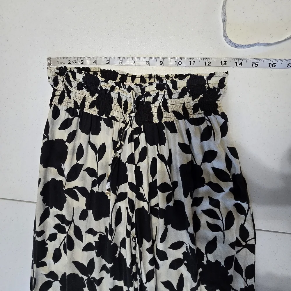 Kate‎ Spade White Black Floral Wide Leg Pants Women's Small